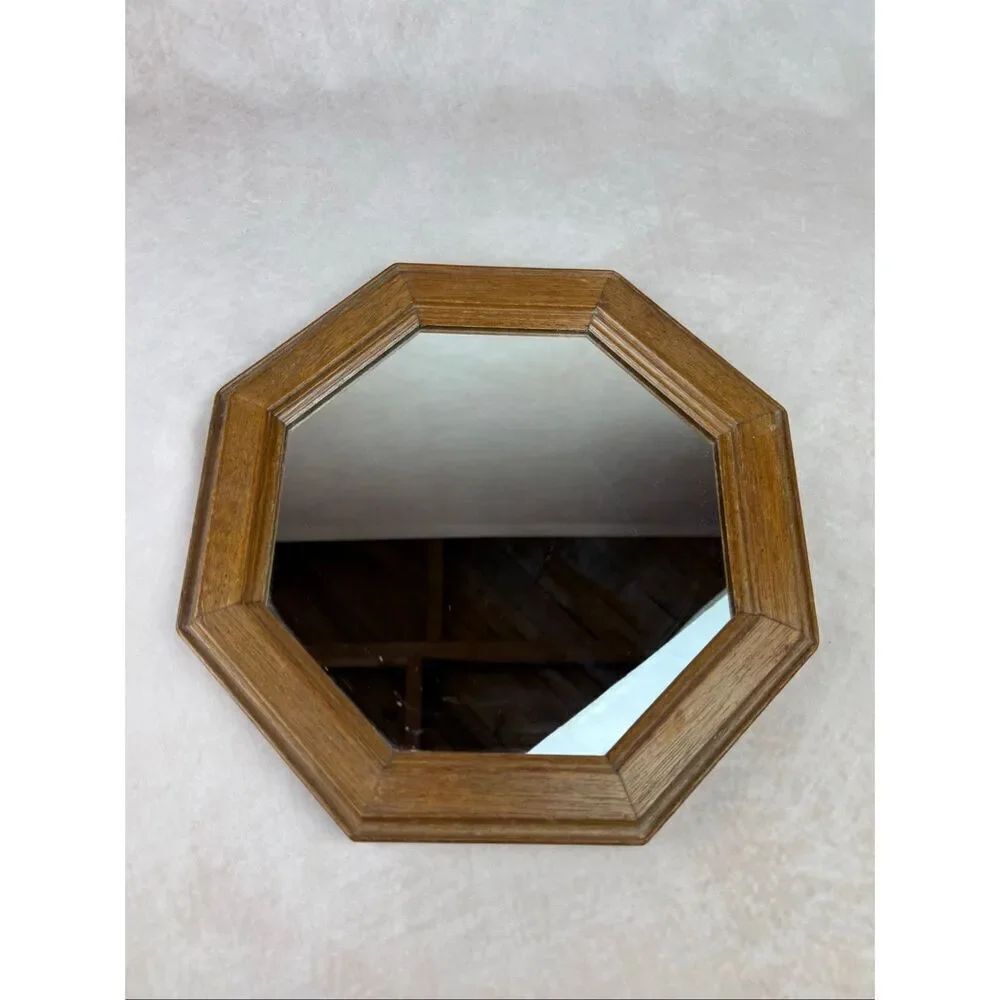 Vintage Wooden Octagon Mirror Cottagecore READ